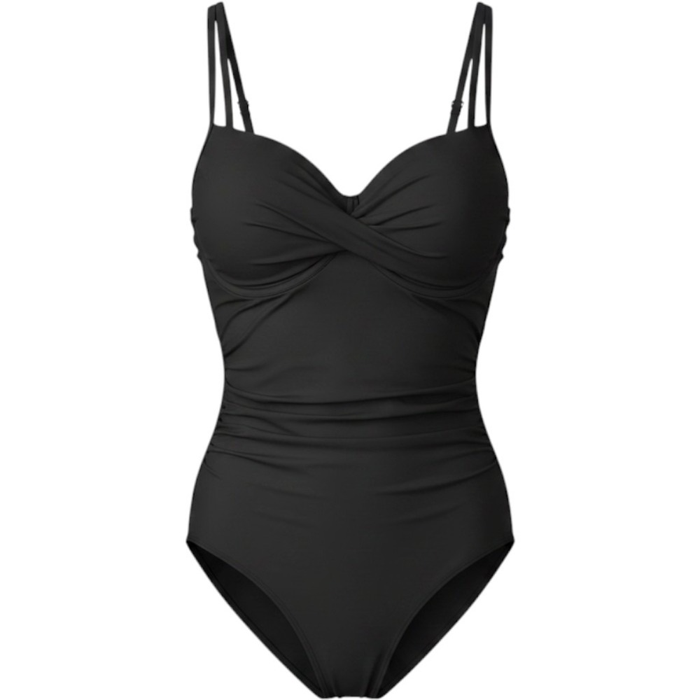ASSETS by Sara Blakely Spanx Black Ruched One Piece Swimsuit 1547 Womens XL
